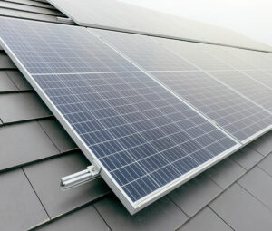 A Solar panel is mounted on the roof.